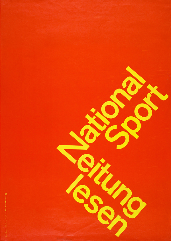<div style='text-align:left;'>National-Zeitung<br>Poster / 1960 / Photograph Courtesy of the Museum für Gestaltung Zürich, Poster Collection, ZHdK</div>