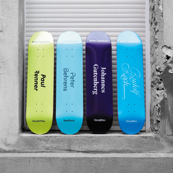 「German type designers’ skateboards」2015 / Swiss Typefaces