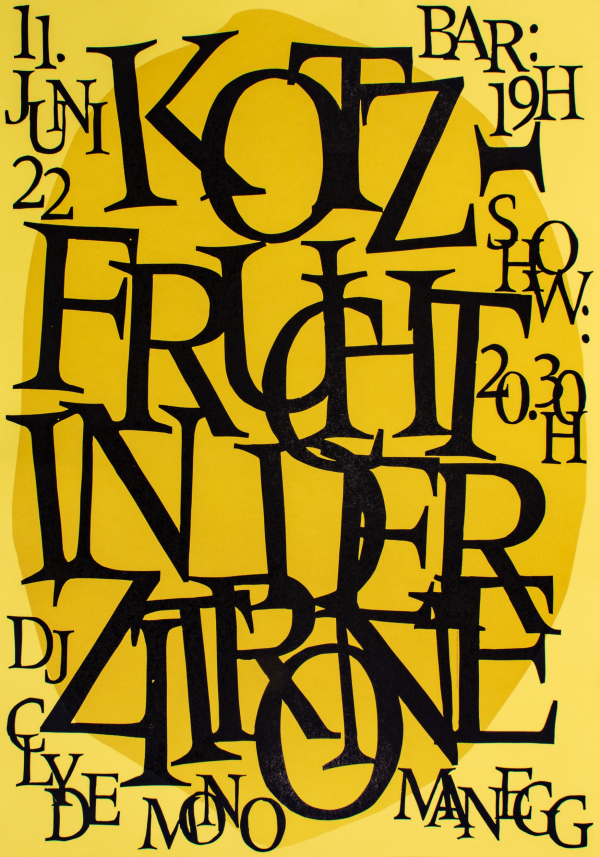 Kotzfrucht in der Zitrone / Kotzfrucht (Band), Glarus + Zitrone, Zurich, Switzerland / Live poster / 2022